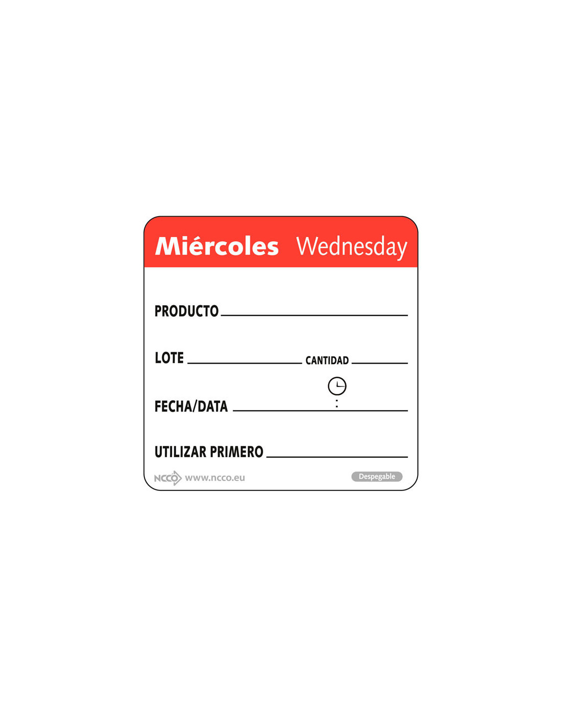 NCCO SRIDU2203 - Rollo de 500 Etiquetas Miércoles | Mejora Gesti