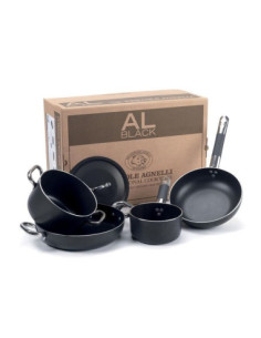 Juego de utensilios de cocina de aluminio antiadherente Al-Black para 2-3 personas, 5 piezas