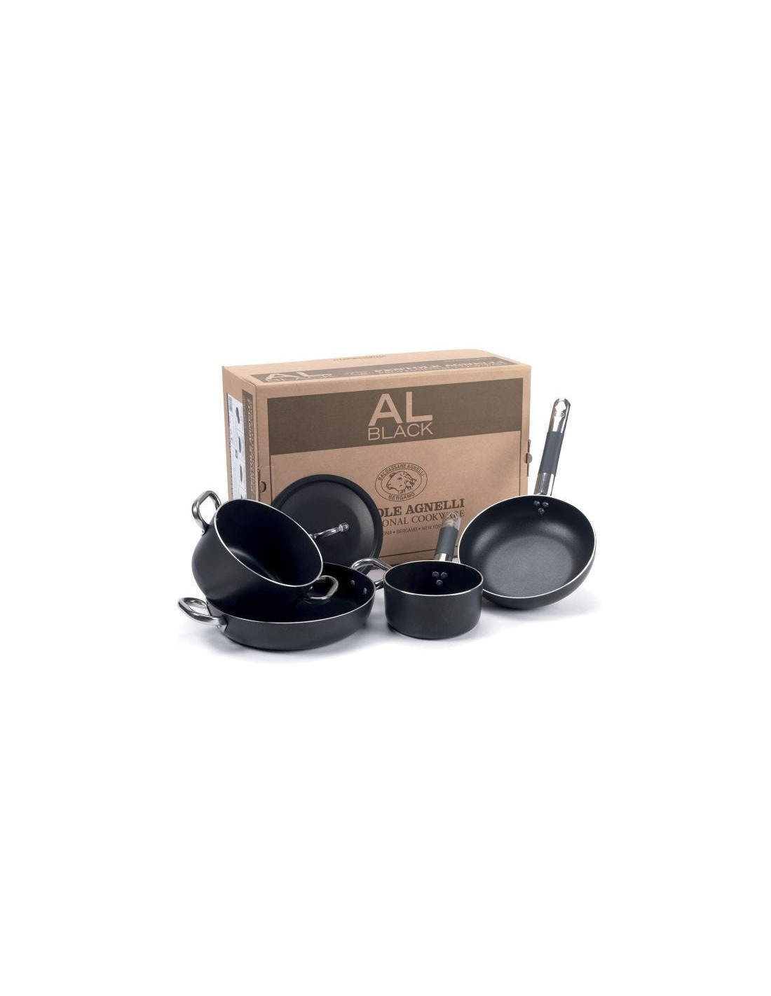 Juego de utensilios de cocina de aluminio antiadherente Al-Black para 2-3 personas, 5 piezas