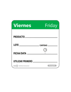 NCCO SRIDU2205 - Rollo de 500 etiquetas - "VIERNES" - 5 x 5 cm -