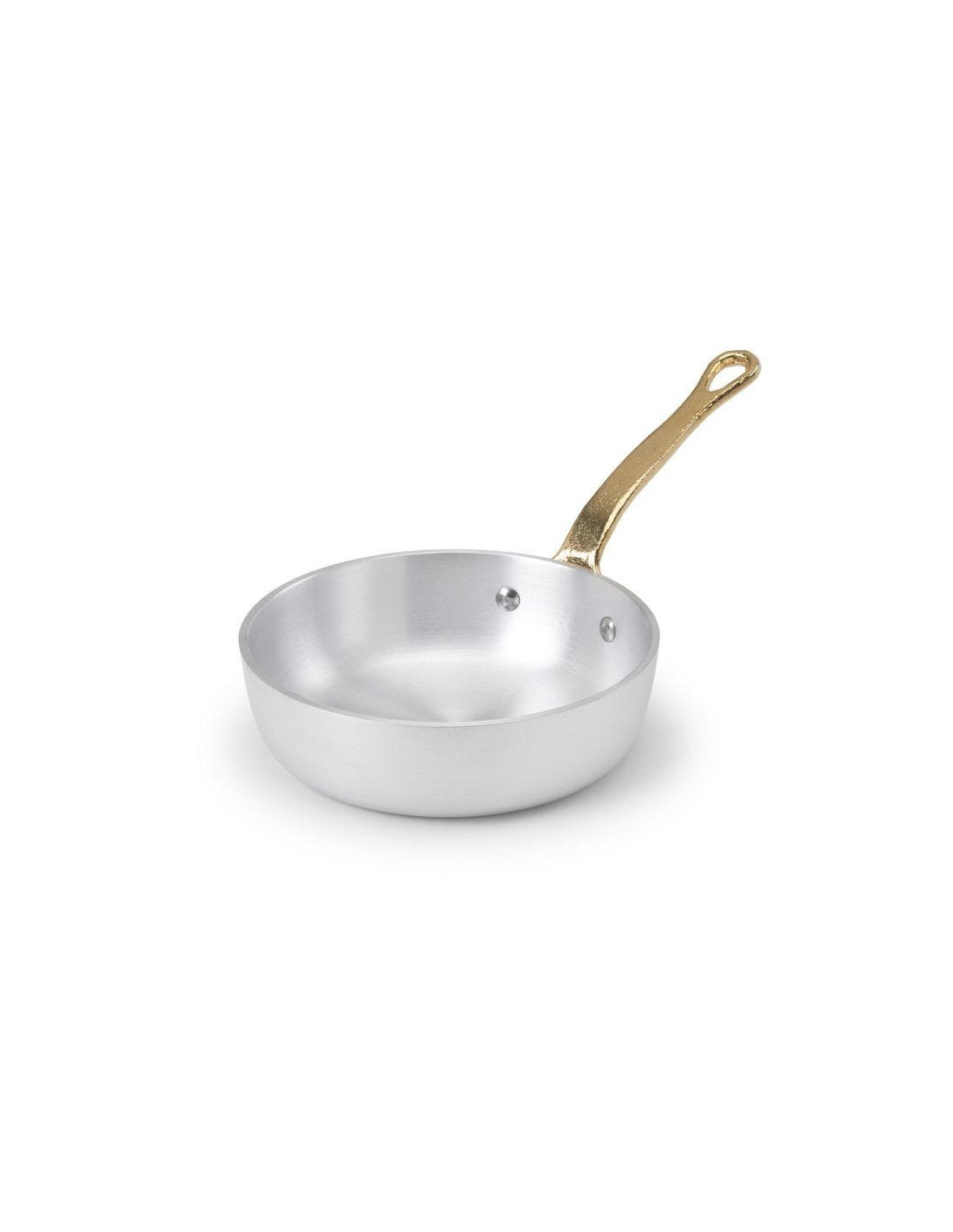 Sartén de aluminio de 1932 con mango de latón, diámetro 16 cm.