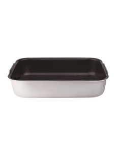 Bandeja rectangular para asar en aluminio antiadherente de 3 mm con esquinas redondeadas, dim. 40x28cm