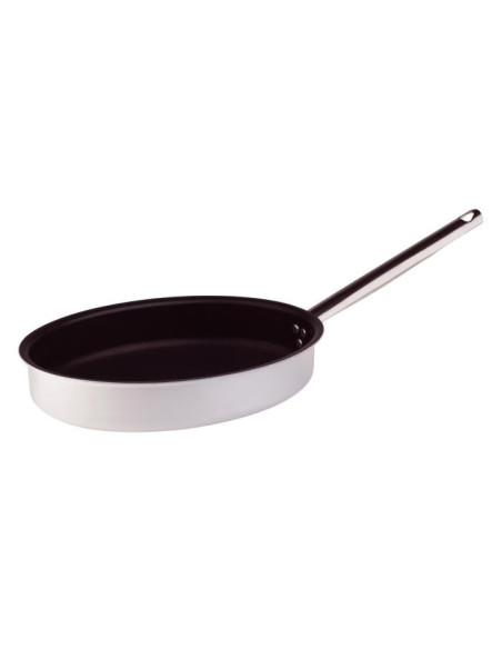 Sartén recta ovalada para pescado de aluminio de 3 mm con un asa, diámetro 34 cm