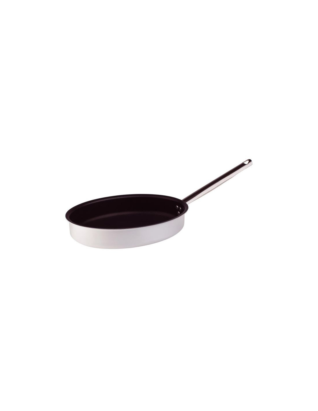Sartén recta ovalada para pescado de aluminio de 3 mm con un asa, diámetro 34 cm