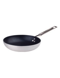 Sartén baja de aluminio antiadherente con mango de acero inoxidable, diámetro 32 cm.