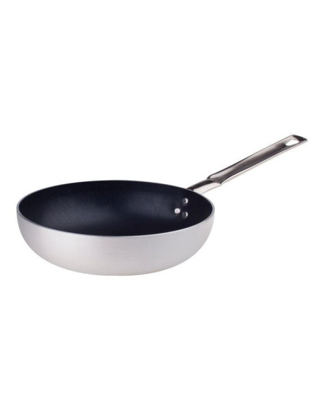 Sartén alta acampanada de aluminio antiadherente con mango de acero inoxidable, diámetro 28cm