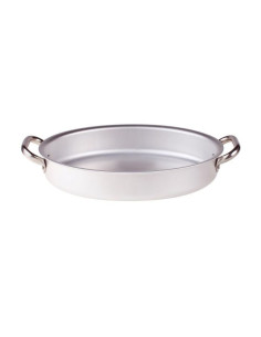 Sartén ovalada para pescado en aluminio de 3 mm con dos asas, diámetro 30 cm.