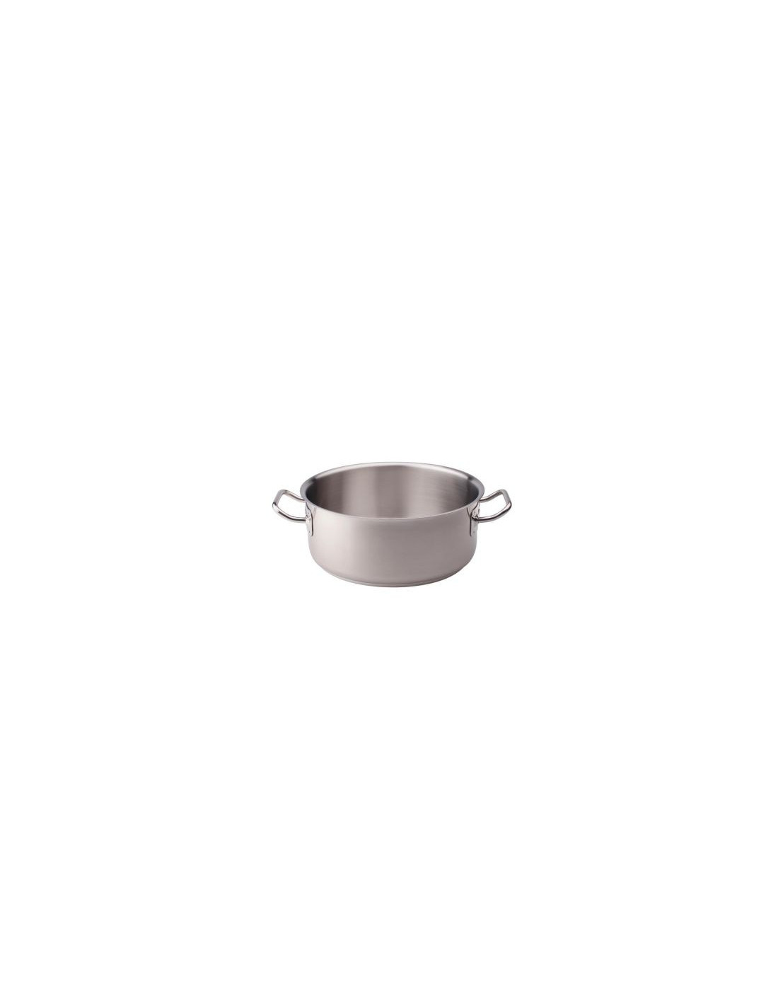 Cacerola baja de acero inoxidable para inducción, dos asas, diámetro 20cm