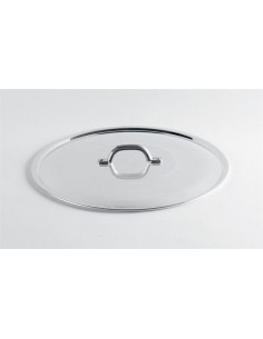 Tapa plana brillante de alta resistencia con borde y puente, diámetro 18 cm.