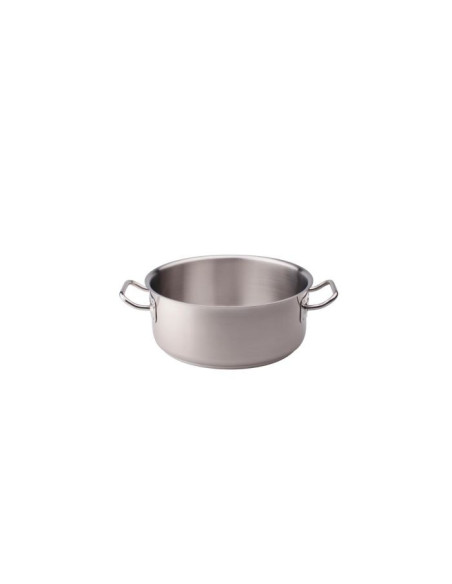 Cacerola baja de acero inoxidable para inducción, dos asas, diámetro 28cm