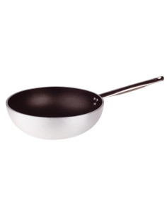 Wok con fondo plano de aluminio antiadherente de 5 mm con un mango, diámetro 28 cm