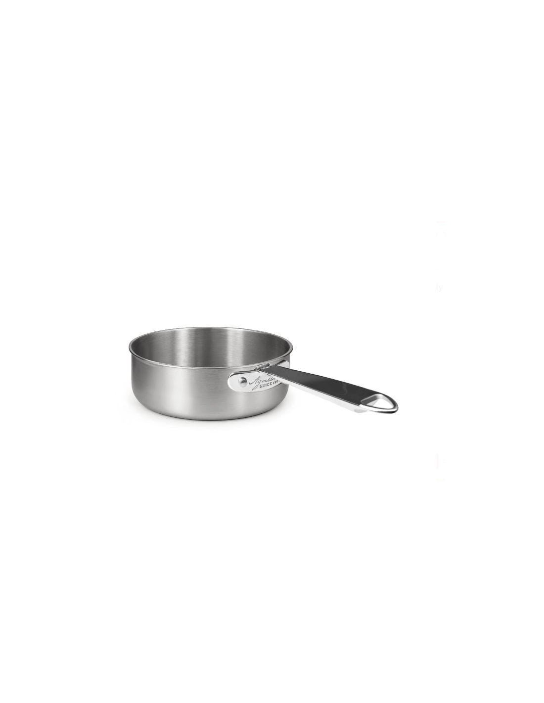 Cacerola baja en aluminio-inox triple acabado satinado, para inducción con un mango, diámetro 24 cm.