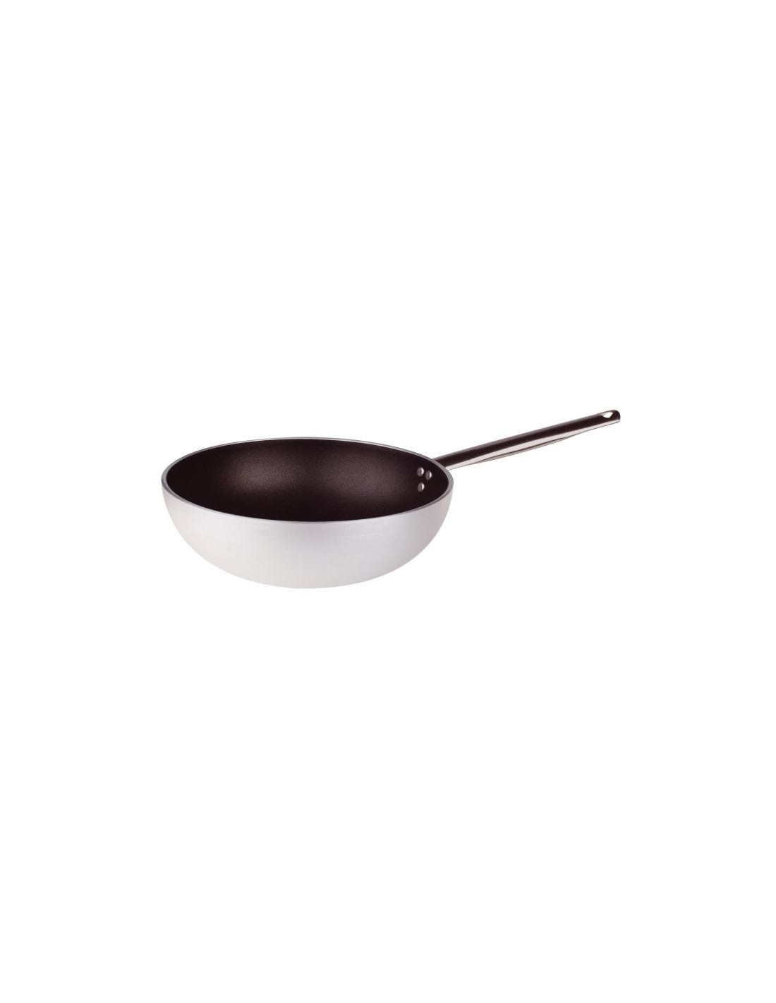 Wok con fondo acampanado de aluminio antiadherente de 5 mm con mango, diámetro 28 cm