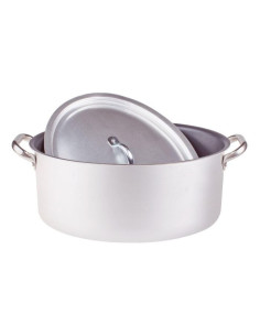 Cacerola ovalada de aluminio antiadherente de 3 mm con tapa, diámetro 32 cm