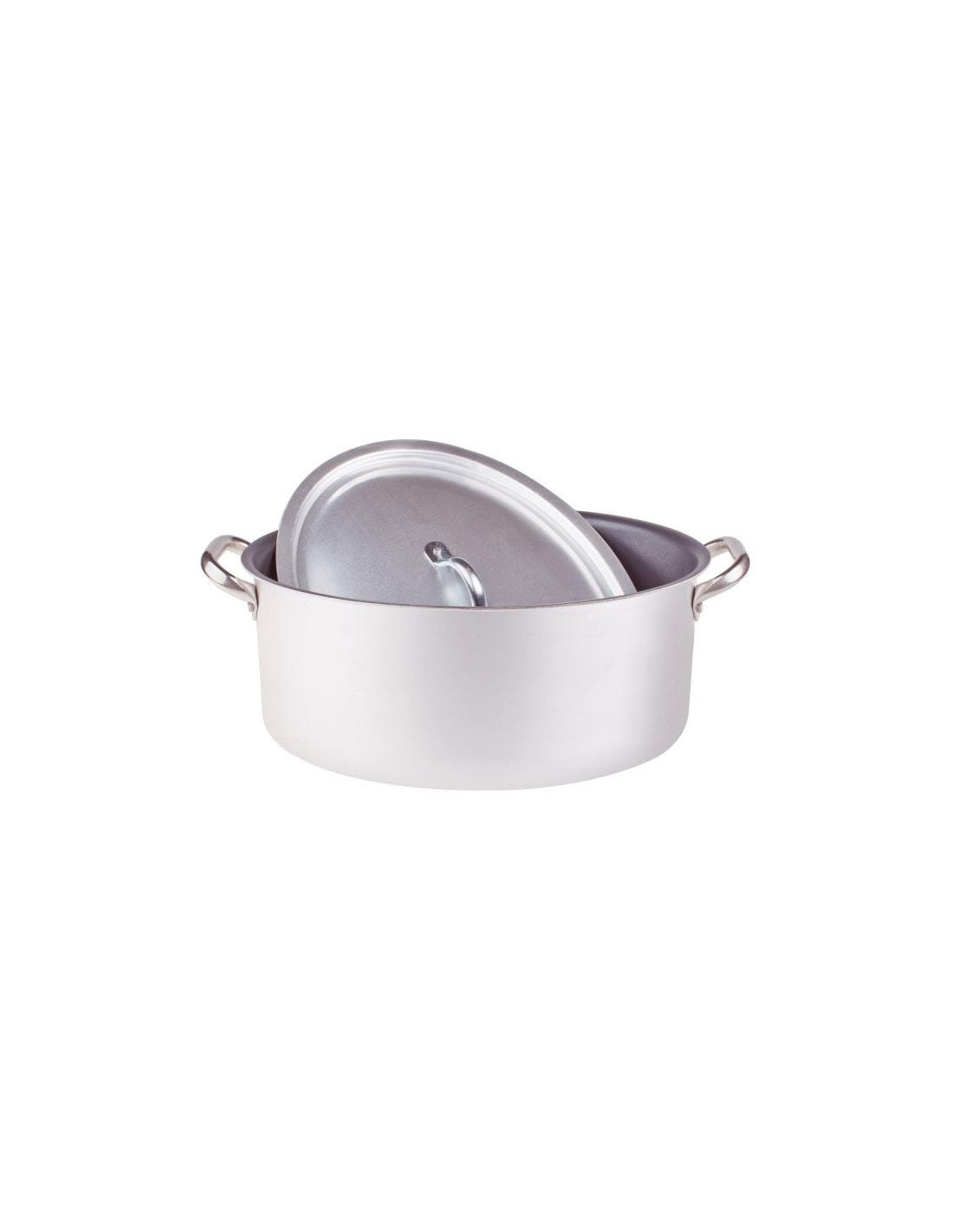 Cacerola ovalada de aluminio antiadherente de 3 mm con tapa, diámetro 32 cm