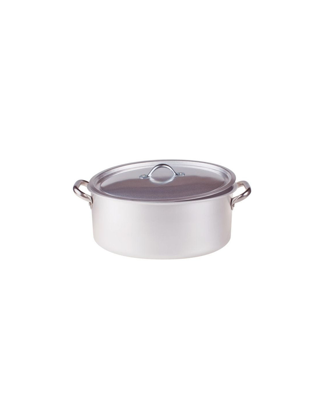 Cacerola ovalada de aluminio de 3 mm con tapa, diámetro 40x28 cm