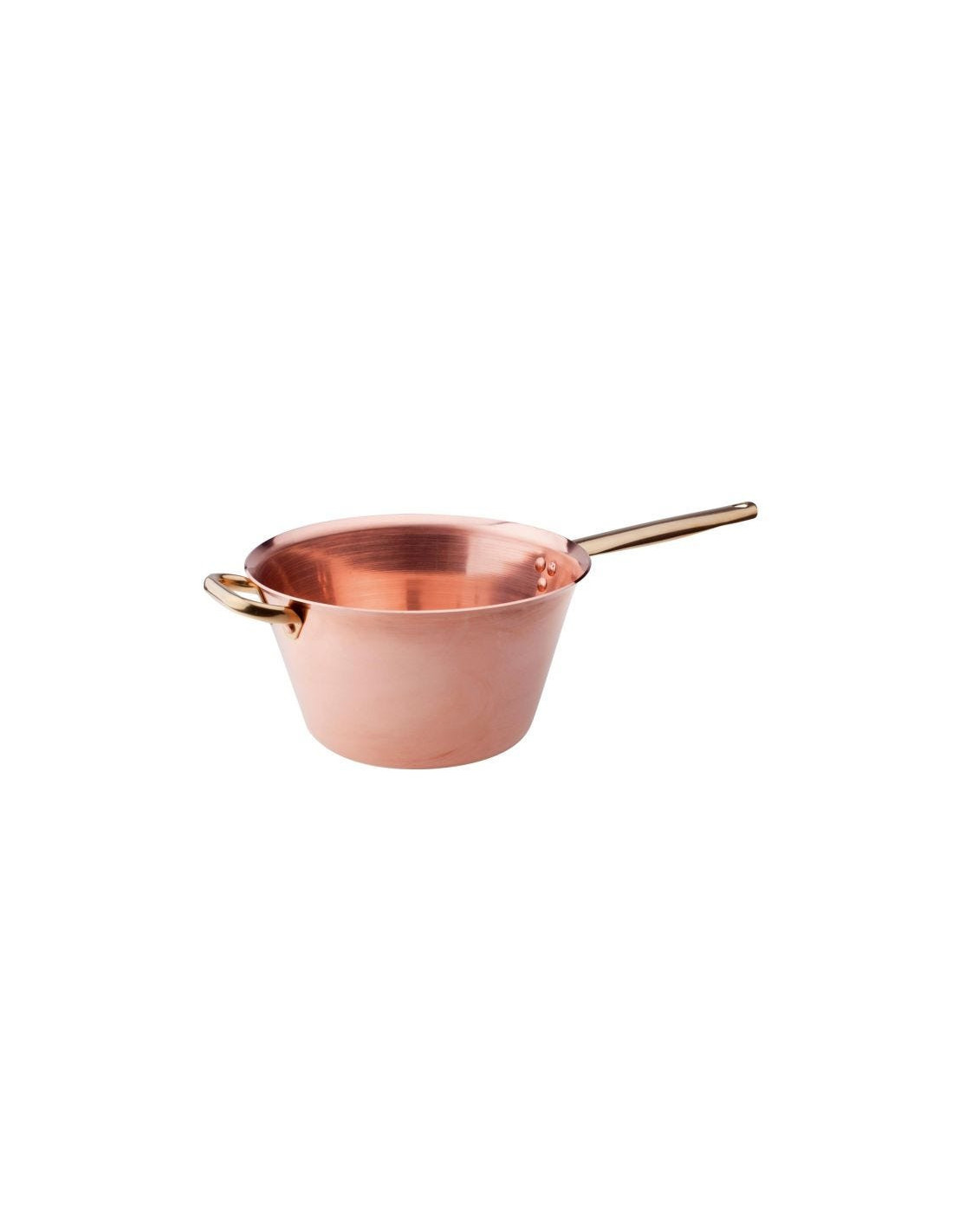 Olla para polenta de cobre de 2 mm sin estañar con asa y pomo de latón, diámetro 18 cm