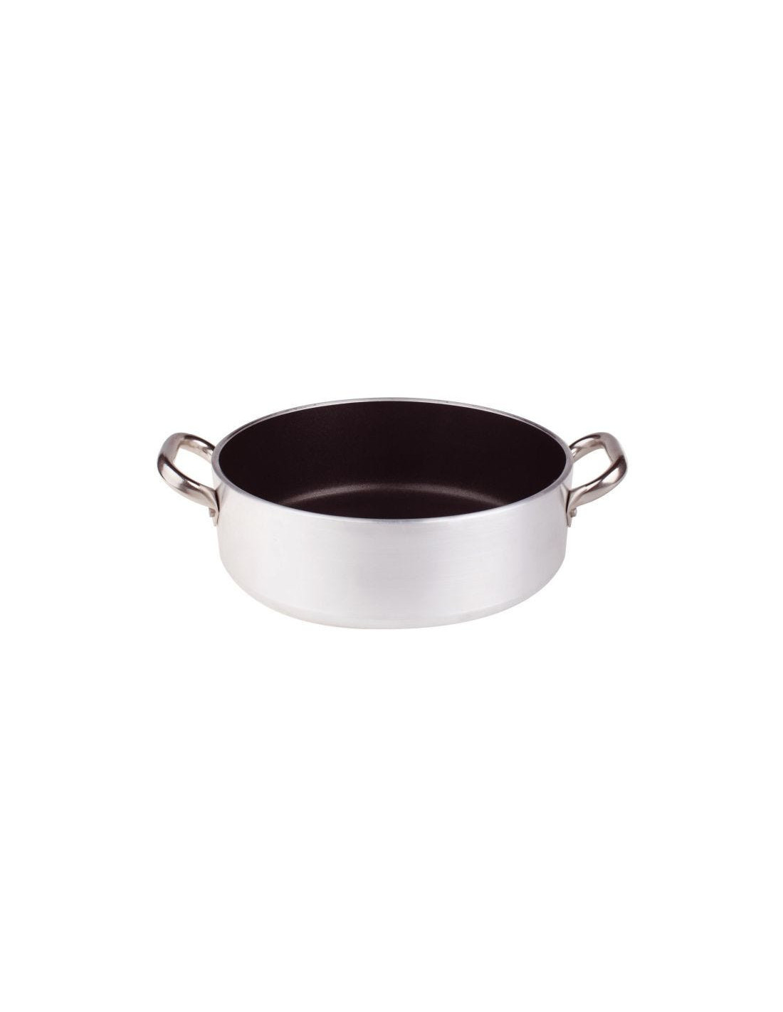 Cacerola baja de aluminio antiadherente de 5 mm con dos asas, diámetro 32 cm