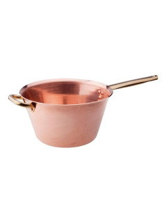 Olla para polenta de cobre de 2 mm sin estañar con asa y pomo de latón, diámetro 24 cm