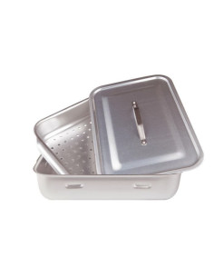 Vaporera rectangular en aluminio de 3mm con tapa, tamaño 45x30cm