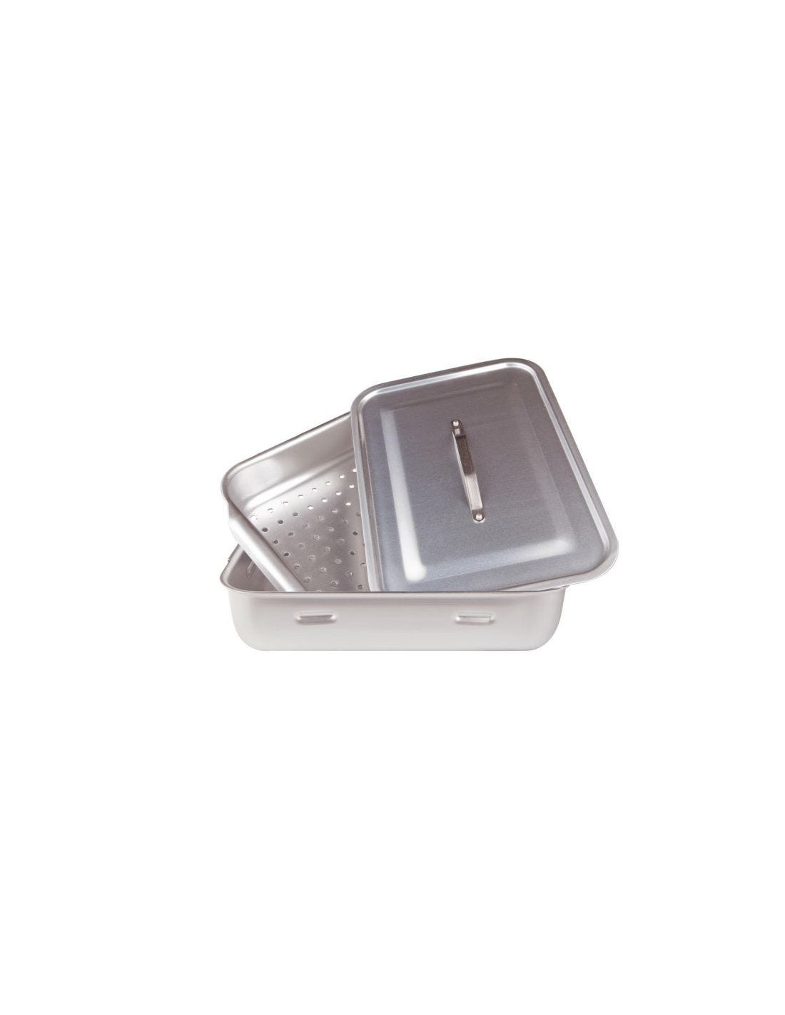 Vaporera rectangular en aluminio de 3mm con tapa, tamaño 45x30cm