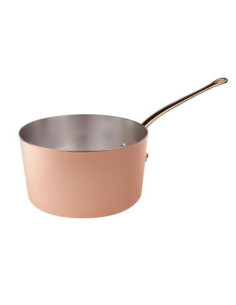 Cacerola alta lisa de cobre con mango de latón fundido, diámetro 22 cm