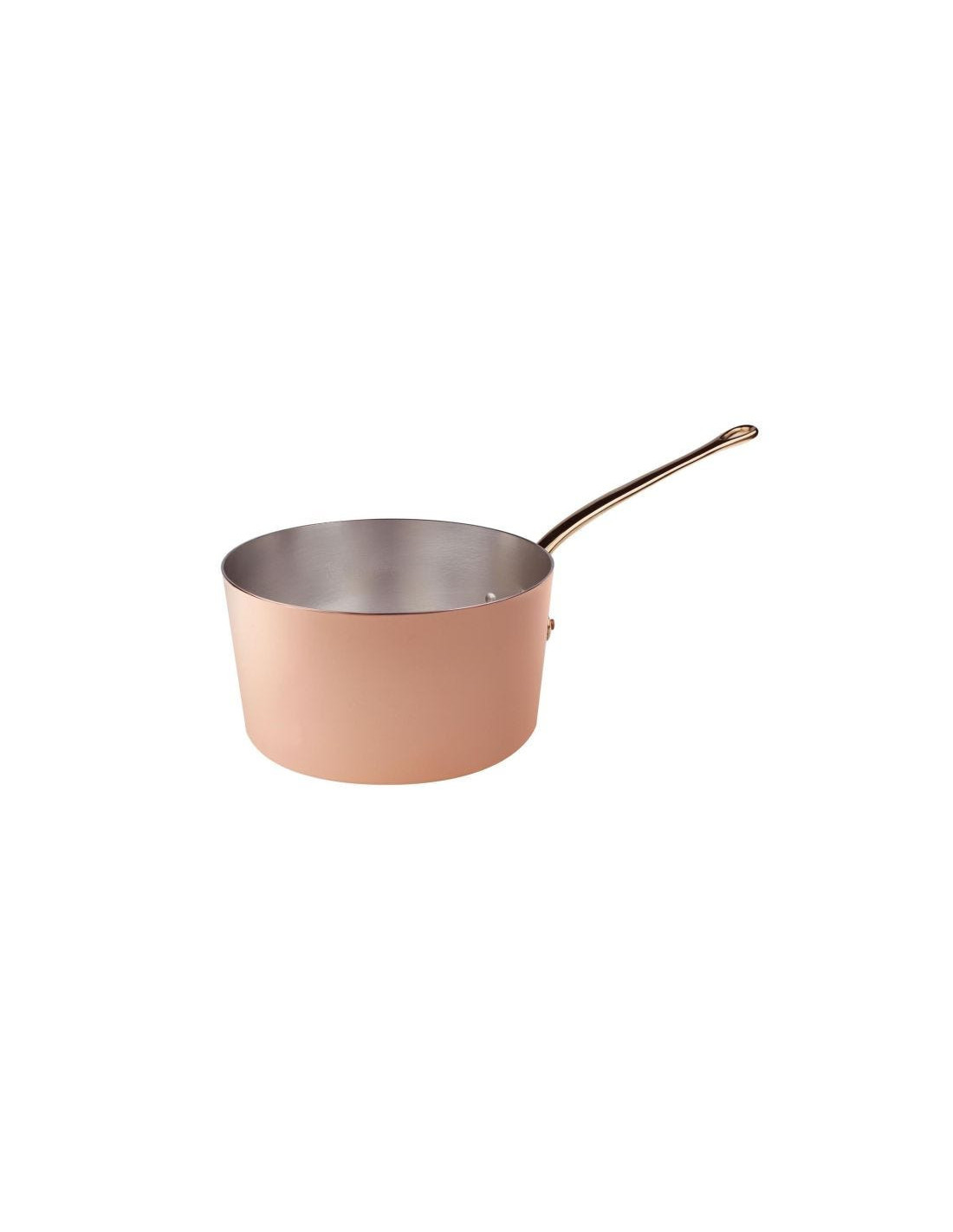 Cacerola alta lisa de cobre con mango de latón fundido, diámetro 22 cm