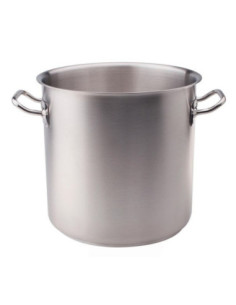 Olla alta en calorías de acero inoxidable apta para inducción, dos asas, 32 cm de diámetro.