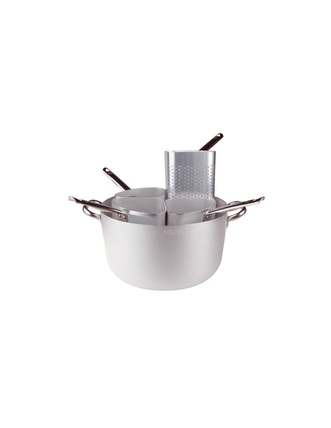 Cacerola de aluminio de 3 mm con 4 coladores de cuña altos, diámetro 40 cm