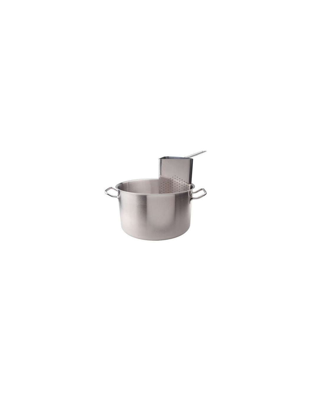 Cacerola de inducción de acero inoxidable con 4 coladores altos de 40 cm de diámetro.