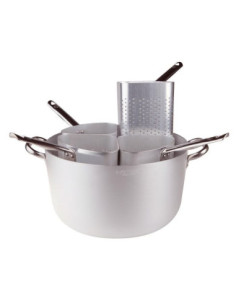 Cacerola de aluminio de 3 mm con 4 coladores de cuña altos, diámetro 50 cm