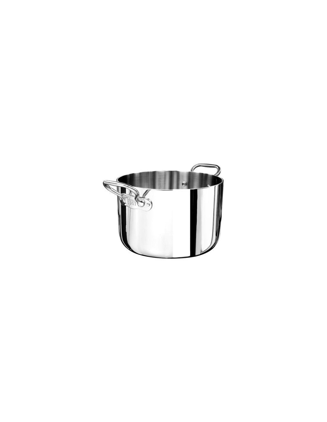 Cacerola de acero inoxidable de 5 capas de alta calidad, apta para inducción, con dos asas, diámetro 20 cm.