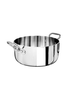 Cacerola baja Alu-inox 5 capas pulido, para inducción con dos asas, diam. 28cm