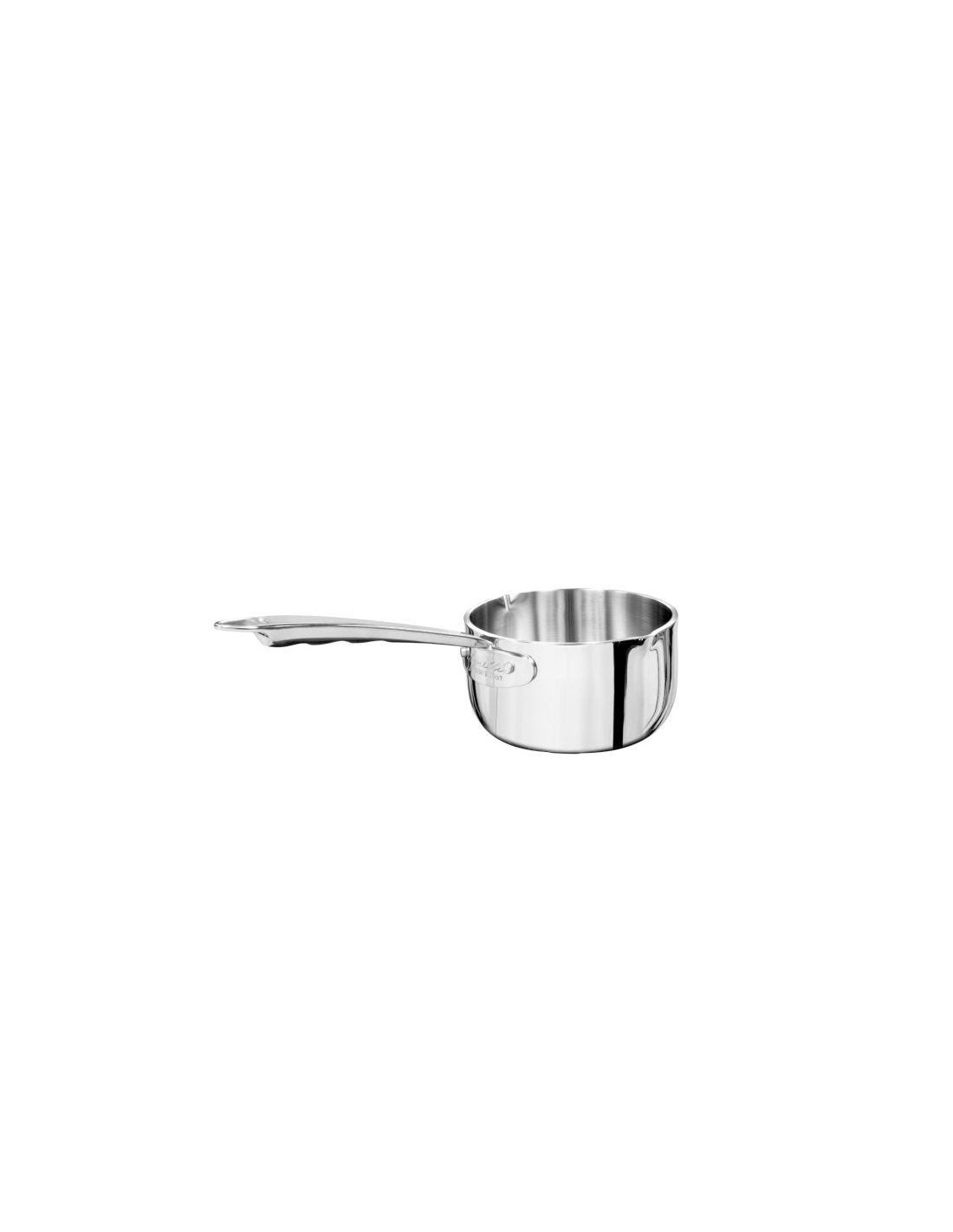 Cacerola alta Alu-inox 5 capas pulido, para inducción con un mango y dos caños, diámetro 12cm