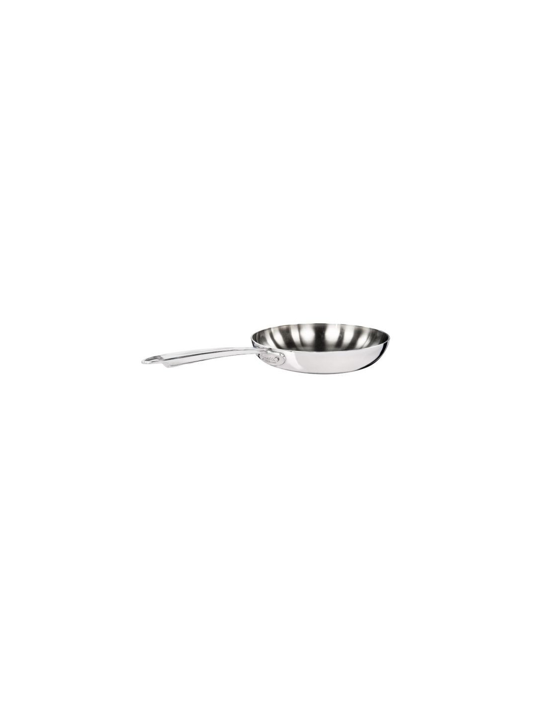 Sartén de aluminio-inox de 5 capas, pulida, para inducción con mango tubular, diámetro 20 cm