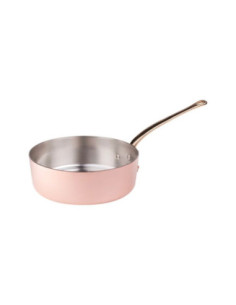 Cacerola baja de cobre estañado de 1932, 1 asa, diámetro 18 cm