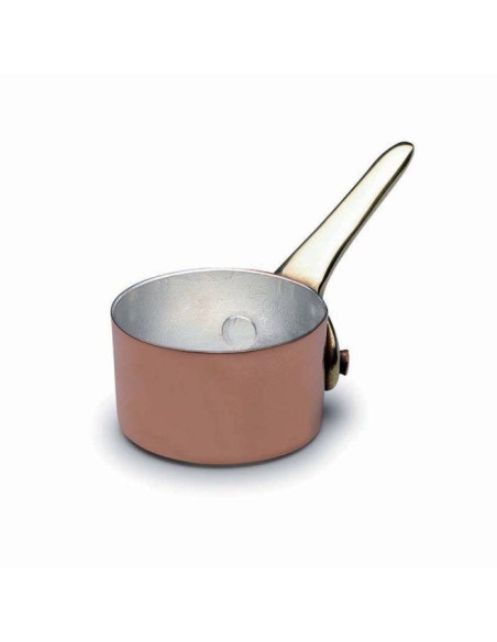 Cacerola baja de 1932 en cobre estañado de 2 mm  1 asa de 4 cm de diámetro