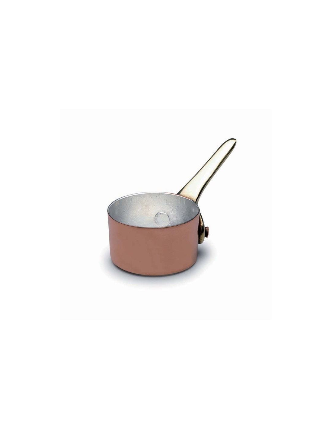 Cacerola baja de 1932 en cobre estañado de 2 mm  1 asa de 4 cm de diámetro