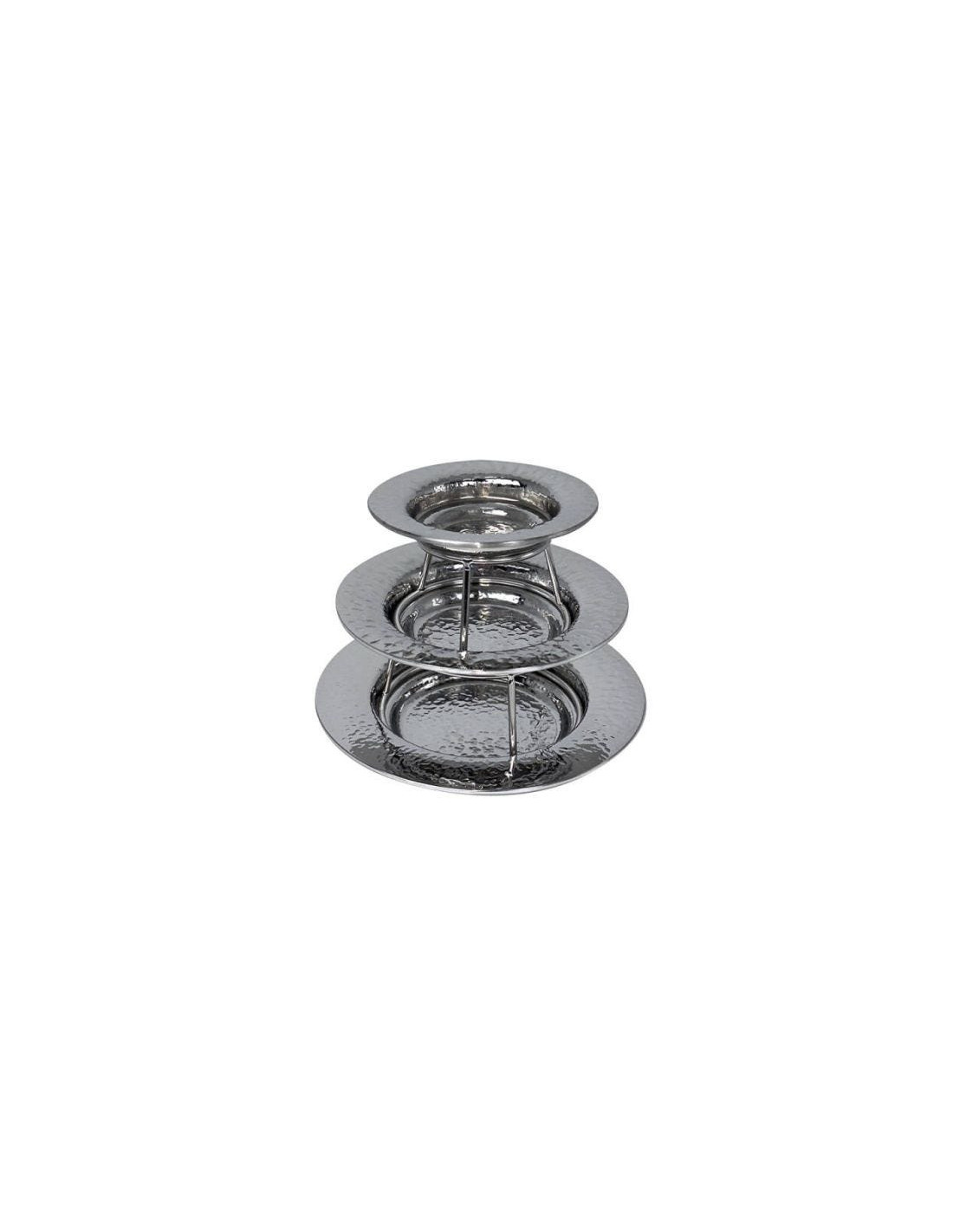 Juego de 3 mini platos martillados y 2 soportes para tartas