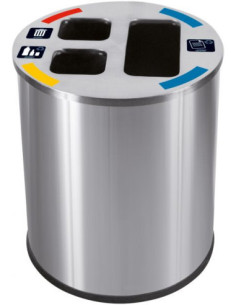 Probbax WB-1261-SSSTL: Papelera Reciclaje 3 Compart. 40 L