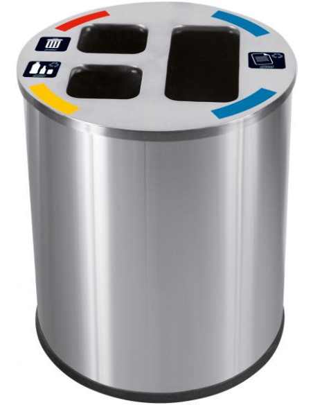 Probbax WB-1261-SSSTL: Papelera Reciclaje 3 Compart. 40 L