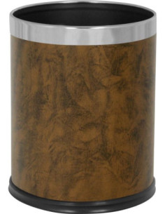 Probbax WB-1042-BRN: Papelera Redonda Efecto Piel 10 L