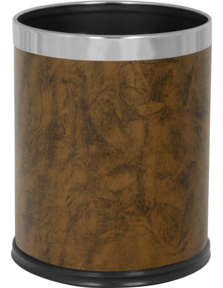Probbax WB-1042-BRN: Papelera Redonda Efecto Piel 10 L