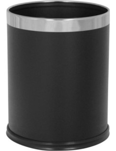 Probbax WB-1042-BLA: Papelera Redonda Efecto Piel 10 L