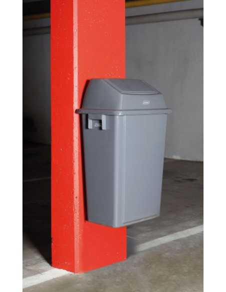 Probbax PB-1280-GRY: Papelera Pared 60 L Tapa Basculante