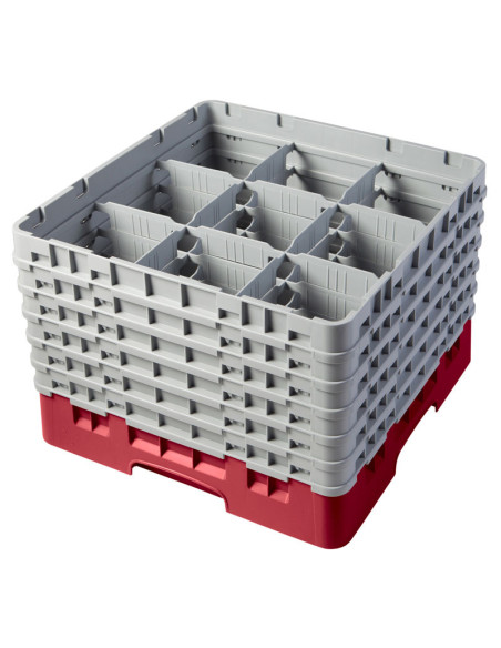 CAMBRO - 9S318-184 - Cesta de lavado 9 comp. 1 altura - 14,8 cm Ø máx. - alt. máx. 9,4 cm - 50 x 50 x 14,3 cm