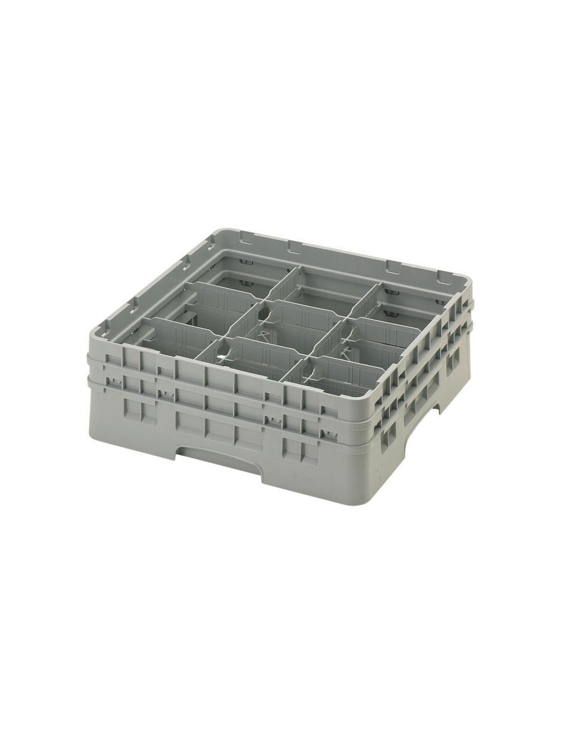 CAMBRO - 9S434-167 - Cesta de lavado 9 comp. 2 alturas - 14,8 cm Ø máx. - alt. máx. 13,5 cm - 50 x 50 x 18,4 cm