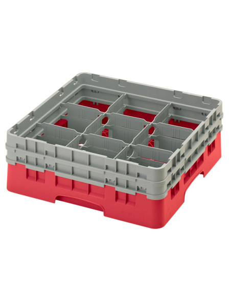 CAMBRO - 9S434-167 - Cesta de lavado 9 comp. 2 alturas - 14,8 cm Ø máx. - alt. máx. 13,5 cm - 50 x 50 x 18,4 cm