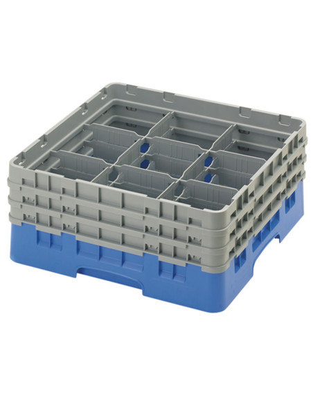 CAMBRO - 9S638-110 - Cesta de lavado 9 comp. 3 alturas - 14,8 cm Ø máx. - alt. máx. 17,6 cm - 50 x 50 x 22,5 cm