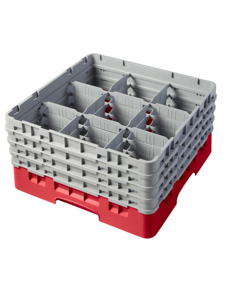 CAMBRO - 9S800-163 - Cesta de lavado 9 comp. 4 alturas - 14,8 cm Ø máx. - alt. máx. 21,7 cm - 50 x 50 x 26,7 cm